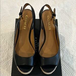 Coach Black Wedge Slingback Shoes